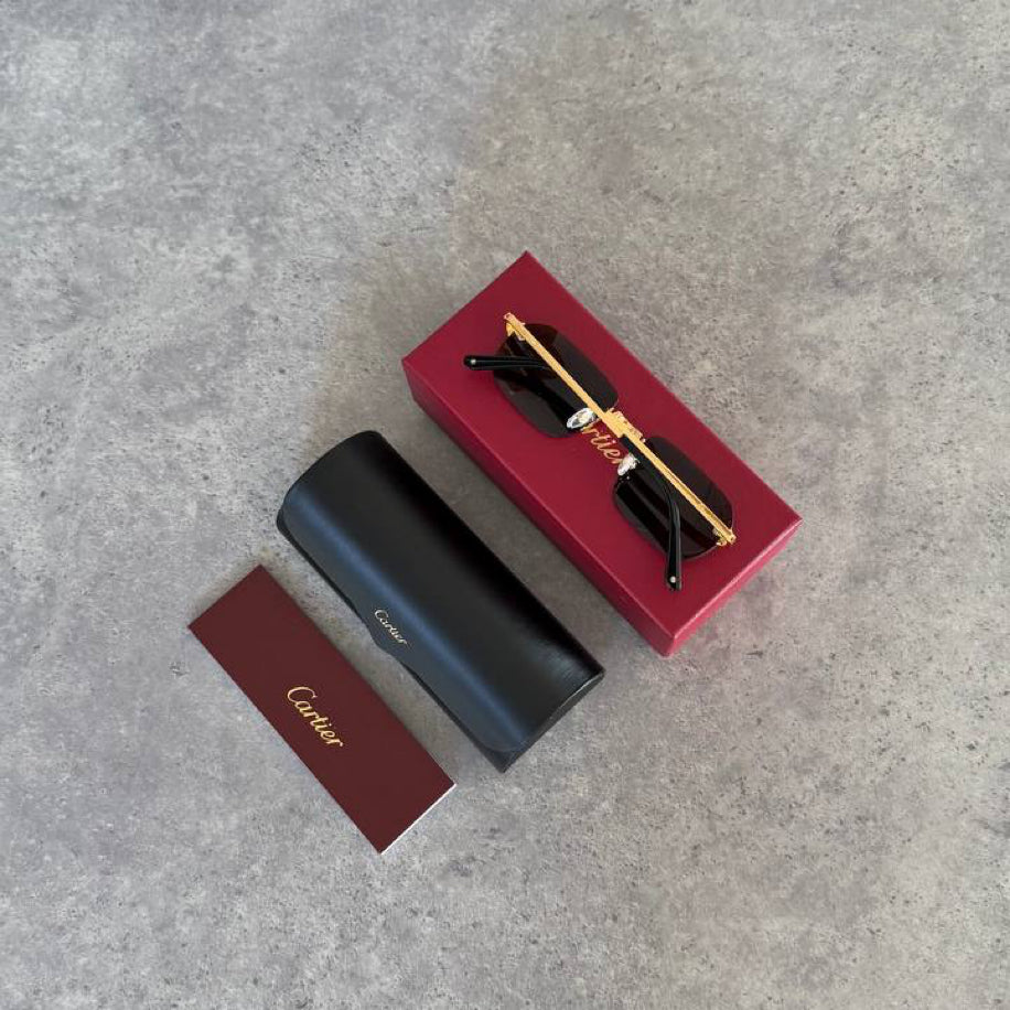 Унисекс очила Cartier с кафяви лещи